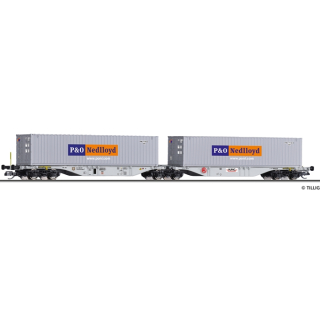 Containertragwagen Sggmrs der HUPAC AG (CH), beladen mit zwei 40&lsquo; Containern, Ep. VI