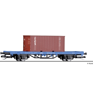 START-Containertragwagen Lgs der PKP Cargo, beladen mit einem 20&lsquo;-Container, Ep. VI