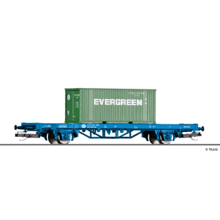 START-Containertragwagen Lgs der MAV, beladen mit einem 20&lsquo; Container, Ep. VI