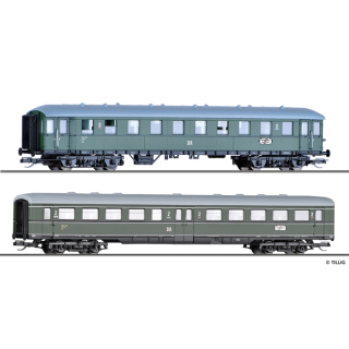 Reisezugwagenset &bdquo;D 118 Leipzig-K&ouml;ln&ldquo; der DR, bestehend aus einem Reisezugwagen 2. Klasse und einem Reisezugwagen 2. Klasse, Bauart E5, Teil 3, Ep. III