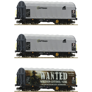 3-tlg. Set: Schiebeplanenwagen der Captrain Epoche VI