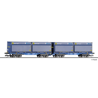 Doppeltragwagen InnoWaggon der CD Cargo, beladen mit vier...